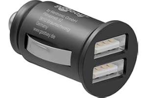goobay USB Auto Ladegerät, 2-Port Kfz Ladeadapter für den Zigarettenanzünder, 12W 2.4A Dual USB Charger für iPhone und Samsung, 12V/24V - 44177
