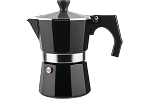 wedrink Stovetop Coffee Makers Moka Pot 3 Cups, Aluminum Coffee Percolator pot Moca Pot 150ml, Espresso Caffettiera Maker(Black)