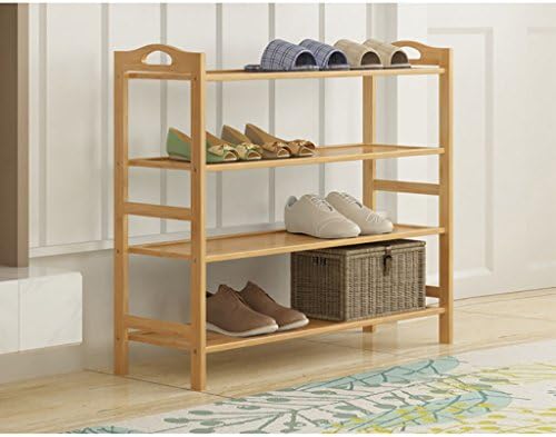 Xiejia Bamboo shoe rack bench 4 shoe rack storage rack living room assembly shoe cabinet (Size : 60cm)