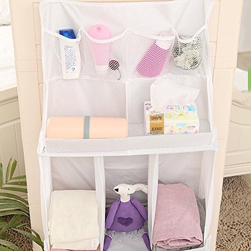 YIERCITY Diaper Hanging Organizers for Baby Crib (White)