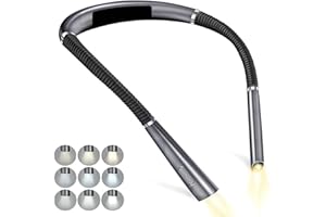 ASIDE LED Luz de Lectura Cuello, Luz para Leer Libros en la Cama, 3 Colores & 3 Brillos Ajustables, Recargable lampara de lectura Perfecta para Leer, Tejer, Acampar, Hacer Reparaciones
