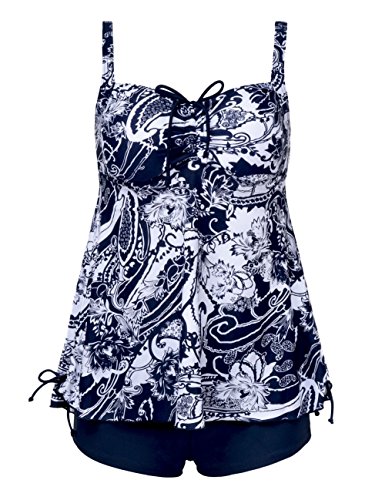 Rocorose Women's Vintage Floral Two Piece Plus Size Swimsuits With Shorts