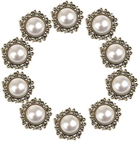 Phenovo Faux Pearl Flatback Buttons Embellishments for Crafts 25mm Pack of 10