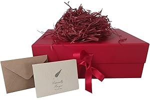REECAGO Red Gift Box 33x26x11 cm, Large Gift Box with Magnetic Lids and Silk Ribbon Specially Designed for Presents Birthdays, Holidays, Anniversaries Gift Packaging