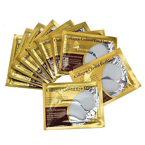 5/10 Crystal Collagen Gold Powder Face & Eye Masks for Anti-Wrinkle, Anti-Ageing, Oil Control, Moisturising, Pore Reduction, Lifting and Firming (Eye Mask _ 10 Pairs Crystal)
