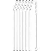 6&rsquo;lı Cam Pipet Seti + Temizleme Fır&ccedil;ası &ndash; Kavisli Şeffaf Cam Pipet, Yeniden Kullanılabilir, Bulaşık Makinesinde Yıkanabilir