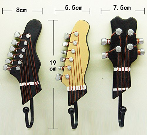 Vejaoo 3 Stück Gitarre Geformt Metall Wand Haken Vintage Handtuch Coat Wandhalter Kleiderbügel Haken - 5