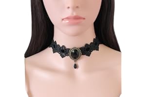 MIQIQAO Black Choker Necklace for Women Lace With Blue Crystal Black Gothic Choker Necklace for Girl and Women (ChokerBlackDiamond)