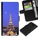 Produktbild Lead-Star (Architecture Eiffel Tower Moon Night) Colorful Printing Holster Mappen Beutel Haut Hülle Case Abdeckung Card Slots Für Samsung Galaxy S6 / SM-G920