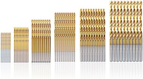 Wazaza 60PCS 1/1.5/2/2.5/3/3.5mm HSS Shank Drill Bit Set Tools Titanium for Wood Plastic and Aluminum Copper Steel