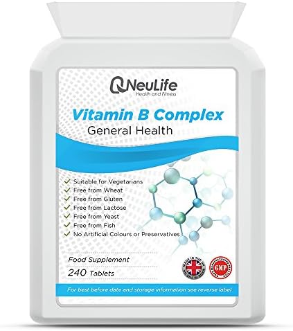 Vitamin B Complex Tablets x 240 | 8 B Vitamins in One Easy to Swallow Tablet | 100% NRV/RDA | Neulife Health and Fitness Supplements …