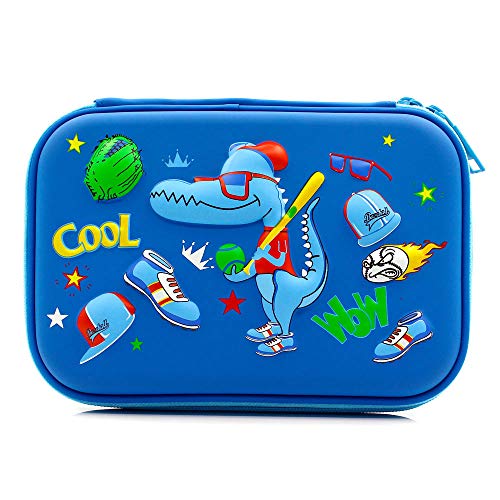 Cool Football scuola ragazzi Hardtop Pencil Case Big Pencil box con vano per bambini Royal Blue Baseball Dinosaur