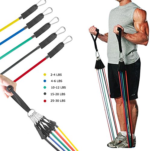 MORECOO Fitness Expander Tube 11-teilig set, mehrfarbig Karneval - 3