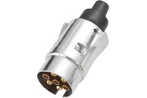 Feuunly Spina per Rimorchio 7 Poli Alluminio, 12V Impermeabile Connettori Rimorchio 7 Poli Metallo, per ​Trattore Rimorchio RV Barca Caravan Camion