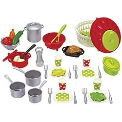 Jouets Ecoiffier - 2621 - Set de cuisine pour enfants 100 % Chef - Viande, légumes et ustensiles de cuisine - 47 pièces - Dès 18 mois - Fabriqué en France