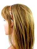 Haarreifen aus geflochtenem Leder - Cognac - 1,3 cm - 