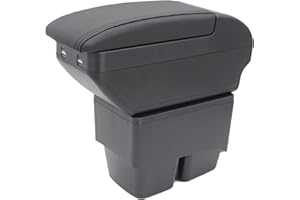 KAERGK Accoudoir pour Fiesta 2009-2017 Console centrale Boîte de rangement avec porte-gobelet Double couche Accoudoir Accessoires Noir (4 USB Noir avec ligne noire)