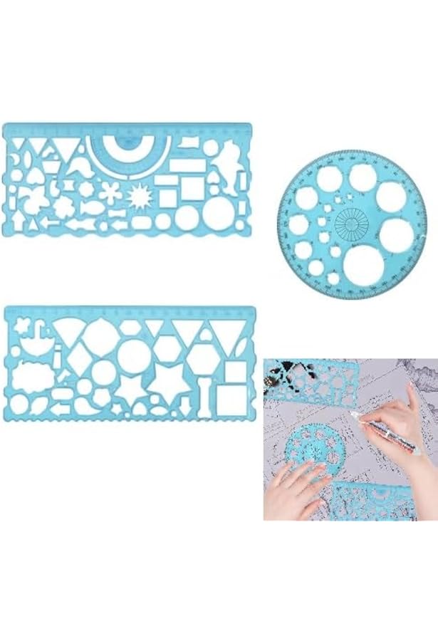 6 Pochoirs Géométriques En Plastique Pour Dessin Technique - Vert Clair