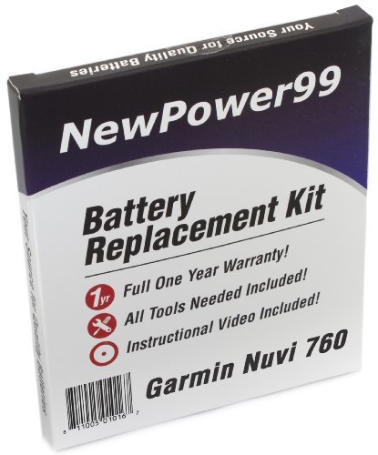 Kit de Reemplazo de la Batería para Garmin Nuvi 760 Serie (Nuvi 760, Nuvi 760T) GPS con Video de Instalación, Herramientas y Batería de larga duración