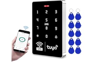 QTTYELOK WiFi Tuya RFID Teclado de control de acceso 125KHz 13.56MHz Controlador de acceso IP68 Teclado táctil impermeable APP Desbloqueo remoto WG26/34 Salida + 10 llaveros