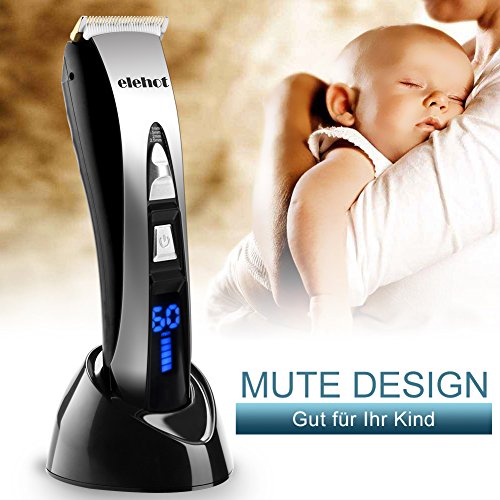 Elehot Surker Haartrimmer Haarschneider Profi-Haarschneidemaschine mit LED-Display und kabelloser Betrieb Netzteil elegant set - 6