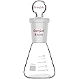 stonylab Glass 24/40 Erlenmeyer Flask with Stopper, 50 ml Borosilicate Glass Heavy Wall Flask with 24/40 Standard Taper Outer Joint and Glass Stopper
