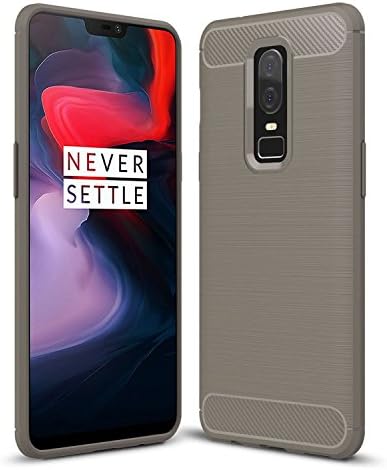 Case Collection Brushed Carbon Fiber Back Design Cover for Oneplus 6 Case Soft Rubber Full Range Protection Slim-Fit Hybrid Case Cover for Oneplus 6 Phone Case