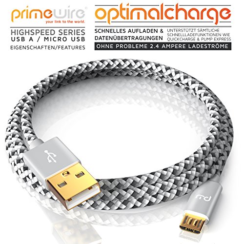 CSL – 5m Premium Micro USB auf USB Kabel mit Metallstecker + Nylonmantel | flexibles Lade- und Datenkabe für Android, Samsung, HTC, Motorola, Nokia, LG, HP, Sony, Blackberry und mehr - 4