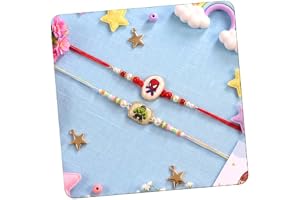 CraftVatika Rakhi Set for Kids Brother, Rakhi Set of 2 for Brother Boys Baby Kids, Designer rakhis for Rakshabandhan Children Raki Set with Greeting Card, Tilak Set, for Premium RakshaSutra for Child