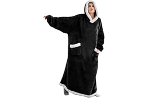 iyoimono Hoodie Decke für DamenHerren Flanell Fleece Oversized Weich Pullover Sweatshirt Kuscheldecke Flauschige Sherpa TV-Decke mit Ärmeln Übergroße Kapuzen Pullover Tragbar Ganzkörperdecke
