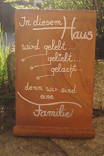 Edelrost Tafel In diesem Haus wird gelebt… Familienspruch mit Welle Gedichttafel Spruch Geschenk Schild Metall - 2