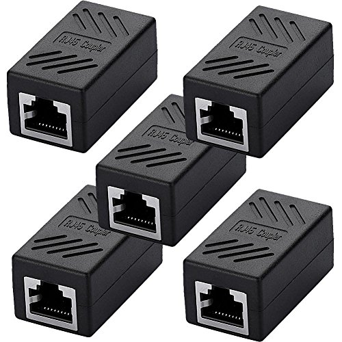 SIENOC Cat5 /Cat6 RJ45 Kupplung 8P8C Netzwerkkabel Verbinder geschirmt Buchse auf RJ45 Buchse Schwarz (5 Stücks)
