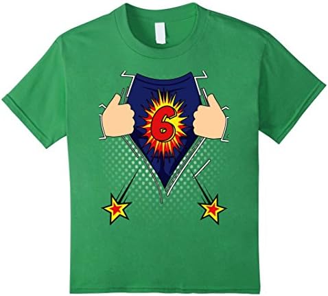 Kids Birthday Shirt 6 - Superhero 6th Birthday Boy's T-shirt 6 Grass