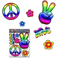 Kleiner Regenbogen-Hippie-Friedensliebes-Blumen-lustige Satz-Aufkleber für Auto-Laptop-Motorrad-Wohnwagen - ST00007_SML - JAS Aufkleber