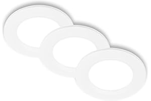 BRILONER - 3er Set LED Einbaustrahler 230V flach, neutralweißes Licht, je 3W 330lm, LED Spot, Deckenspots, Spots 230V, Einbauleuchten, Einbauspots, Deckenstrahler, 68mm, 90x28mm (DxH), Weiß