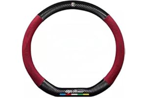 CAULO Couvre Volant Cuir Microfibre pour Alfa Romeo Mito Giulia GT Spider Giulietta, Housse de Volant antidérapante Protecteur de Volant,Red