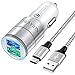 Price comparison product image IWAVION USB Type C Car Charger, Quick Charge 3.0+2.4A Dual Port 30W Fast USB Car Charger Adapter with 3FT/1M USB C Cable for Samsung Galaxy Note 9/S9/S9 Plus, Note 8/S8/S8 Plus,LG G5,G6,V20,V30