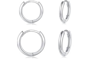 CERSLIMO Creolen Silber 925, Creolen Silber Gold Rosegold Schwarz Set Damen Herren, Klein Creolen Set Zierliche Knorpel Tragus Helix Schlafen Ohrringe 8mm 10mm 12mm