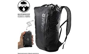 Catalyst Zaino Impermeabile Ultraleggero Pieghevole Tessuto Ultra Resistente 10 000 mm, equipaggiamento Militare tattico, Pesca, Spiaggia, Escursionismo, Zaino Asciutto da Viaggio - Nero -