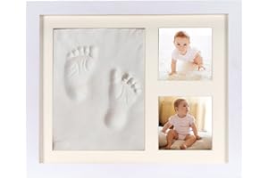 Sapphome Bambino, Cornice Baby Art-Kit Impronte Neonato Una Battesimo Regalo Perfetto Bimbo, Bianca, Large