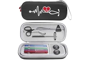Seracle Étui de transport pour stéthoscope 3M Littmann Classic III. Compatible avec marteau à percussion Prestige Taylor et lampe à stylo médical à LED (noir)