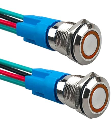Aramox Interruttore a Pulsante LED in Metallo, 12 mm, Momentaneo
