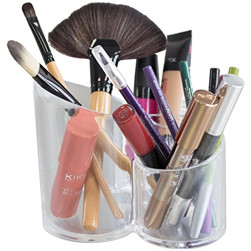 Oxid7® Organizer für Kosmetik Acryl | Aufbewahrungsbox für Make Up und Schmuck | Schmuckkästchen | Schubladenbox Schminke – 14x14x12cm – 3 Fächer - 5