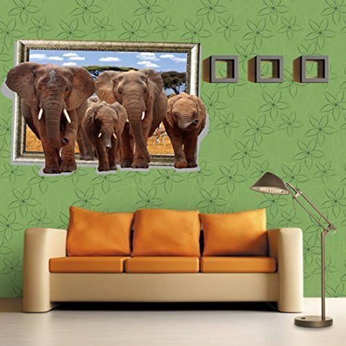 Honywall Forest Elephants Scenery Bedroom Living room Removable Waterproof wall sticker 90X60 cm