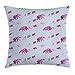 Produktbild Constellation Throw Pillow Cushion Cover, Polka Dots Background with Polar Bear Silhouettes Ursa Major, Decorative Square Accent Pillow Case, 18 X 18 inches, Baby Blue Hot Pink Fuchsia