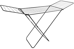 Amig - Étendoir Pliable à Ailes Mod. Aeria ZenRack - Acier résistant - Séchoir à Linge - Montage et Pliage faciles - 18m d’Espace d’étendage - Dimensions 180x55x95 cm - Couleur Noir