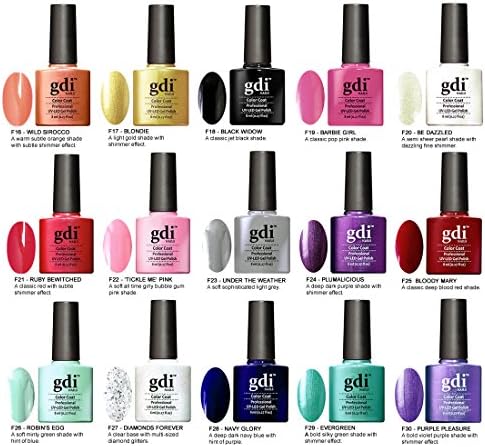 Plain Classic Colours UV/LED Soak Off Nail Gel Polish by GDI Nails The F-Range available in the Red Pink Black Gold Coral Blue Green Yellow White Orange French Manicure - Professional Salon &amp; Home Use - 8ml - 14 Day High Gloss Wear - No Nicks Chips or Smudges - EU Approved - Designed in UK - Requires drying under UV or LED lamp - Money Back Guarantee