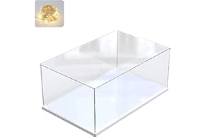ELEPURE Vitrine en Acrylique pour Lego Figurine d'Action Funko Pop Maquette sculpture Présentoir Transparent pour Collection Boîte d'Affichage Anti-Poussière pour Jouets de Rangement 【Blanc, 35x25x15cm】