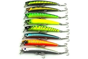 LENPABY 8 pcs Dur Minnow pêche leurres Bass wobbler brochet Carpe Truite Perche Silure de pêche appâts 9.5CM 7.8G