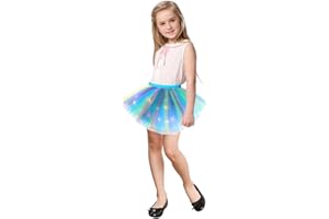 AMUSINGTAO Gonna tutu bambina con stelle luminose a LED, gonne da ballo per ragazze neon luminose, abito da festa, vestito da danza, vestito da principessa, balletto per bambini dai 3 agli 8 anni
